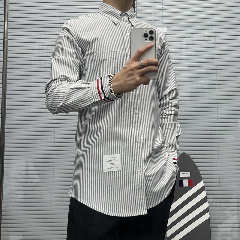 Authentic Tom Four-Stripe Shirt Washed Denim Jacket Tb Shirt Coat Men's Casual Jacket Lowy Authentic Tom Four-Stripe Shirt Washed Denim Jacket Tb Shirt Coat Men's Casual Jacket Lowy