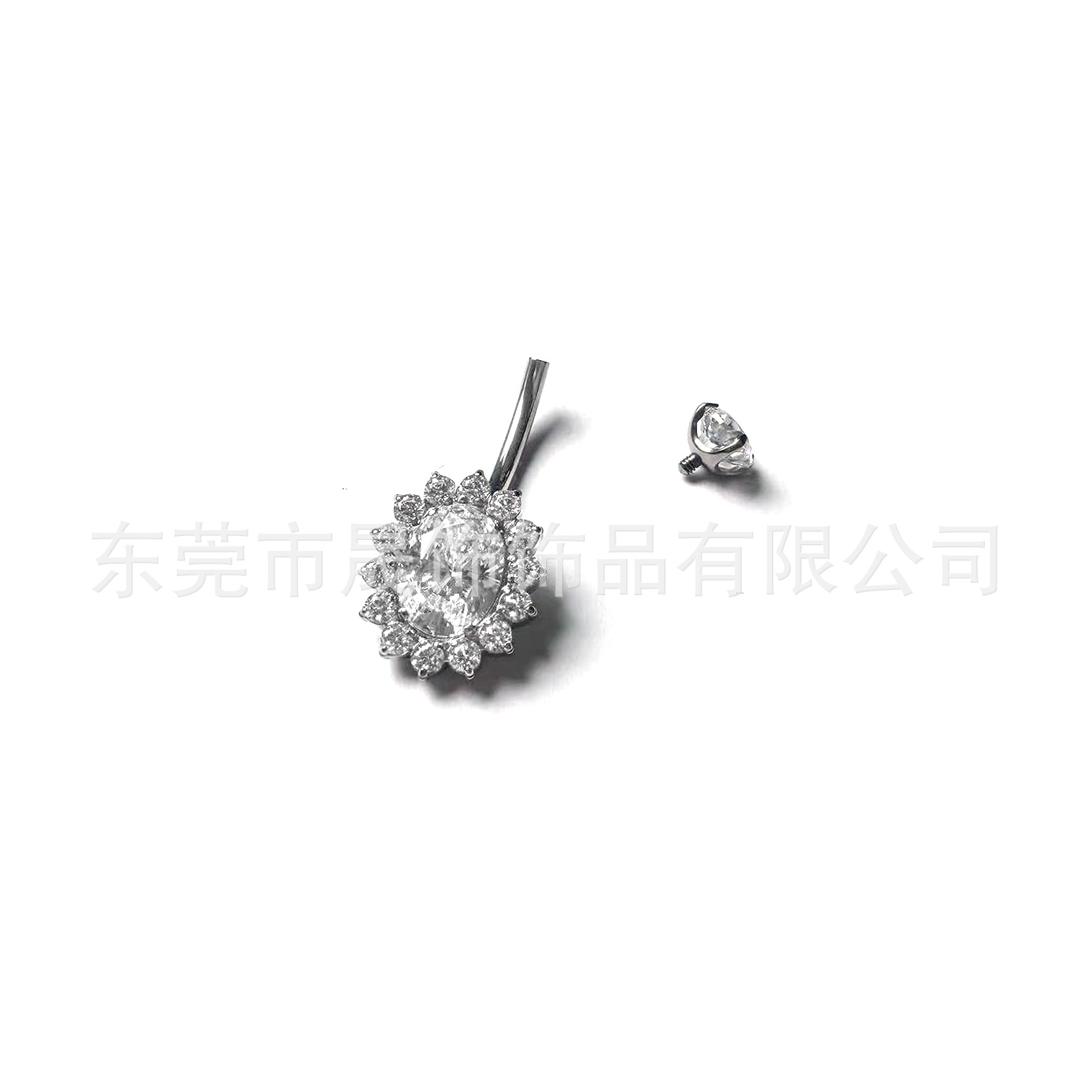 F136 Titanium Navel Ring 太阳 Flower 肚 Navel Ring Studded 5A Cubic Zirconia Navel Ring G23 Implant Grade Titanium Piercing Jewelry 脐饰