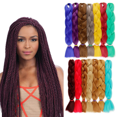 Trenzas de color sólido europeas y americanas africanas pelucas jumbo trenzas de cabello monocromático trenzas de fibra química de alta temperatura seda trenzas sucias