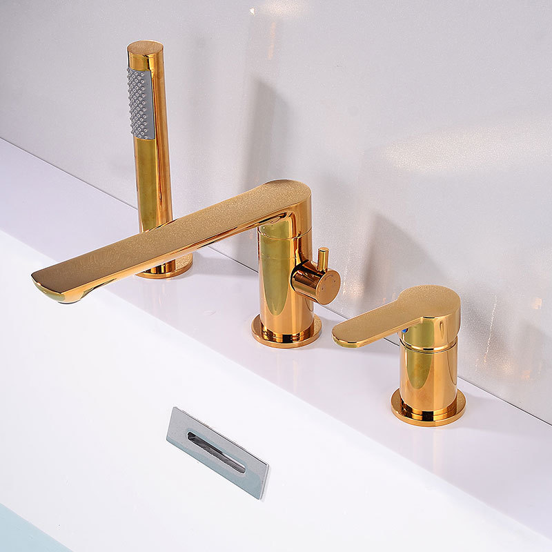 All-copper gun, grey bathtub faucet, side-mounted split hot and cold water faucet, three-piece set, bathroom showerhead, rotatable undefined
