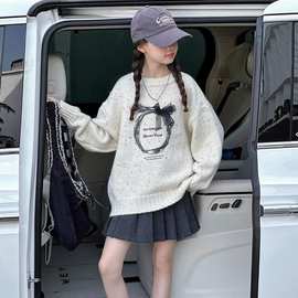 女童套头毛衣秋冬款新款女孩冬装韩系宽松线衣大童冬季儿童针织衫