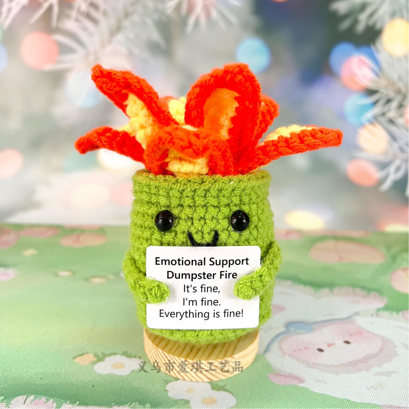 新品跨境亚马逊热销 Crochet Positive ice cream 毛线玩偶励志卡|undefined