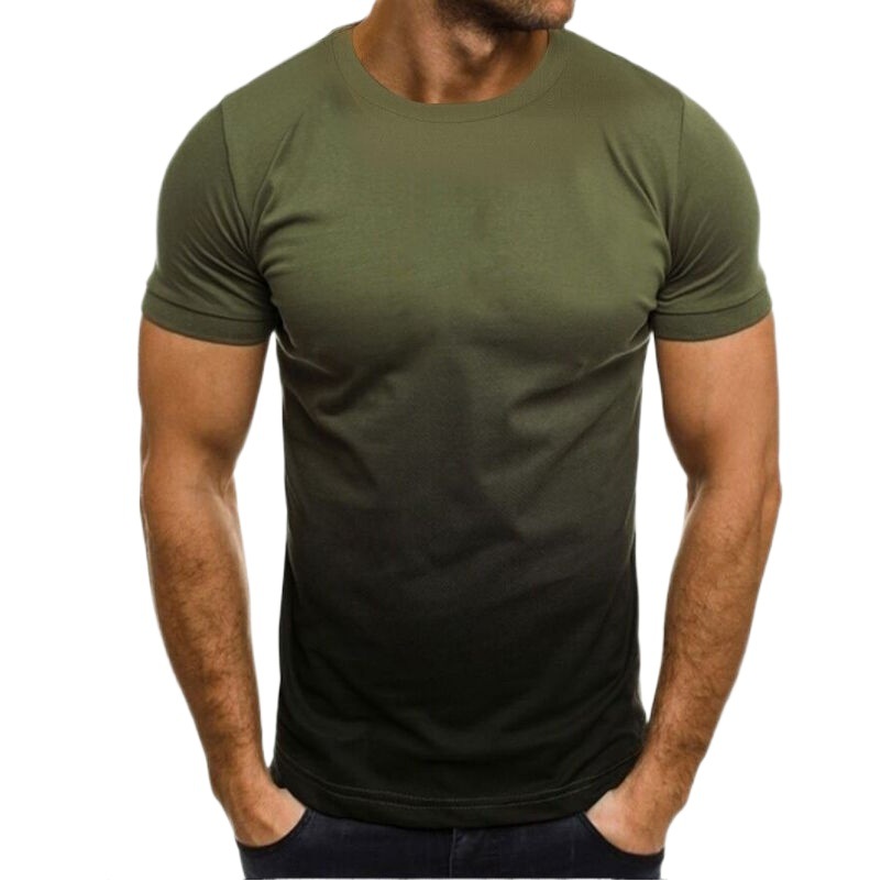 Primavera comercio exterior transfronterizo nuevos hombres europeos y americanos ocio deportes moda 3D degradado manga corta cuello redondo camiseta hombres