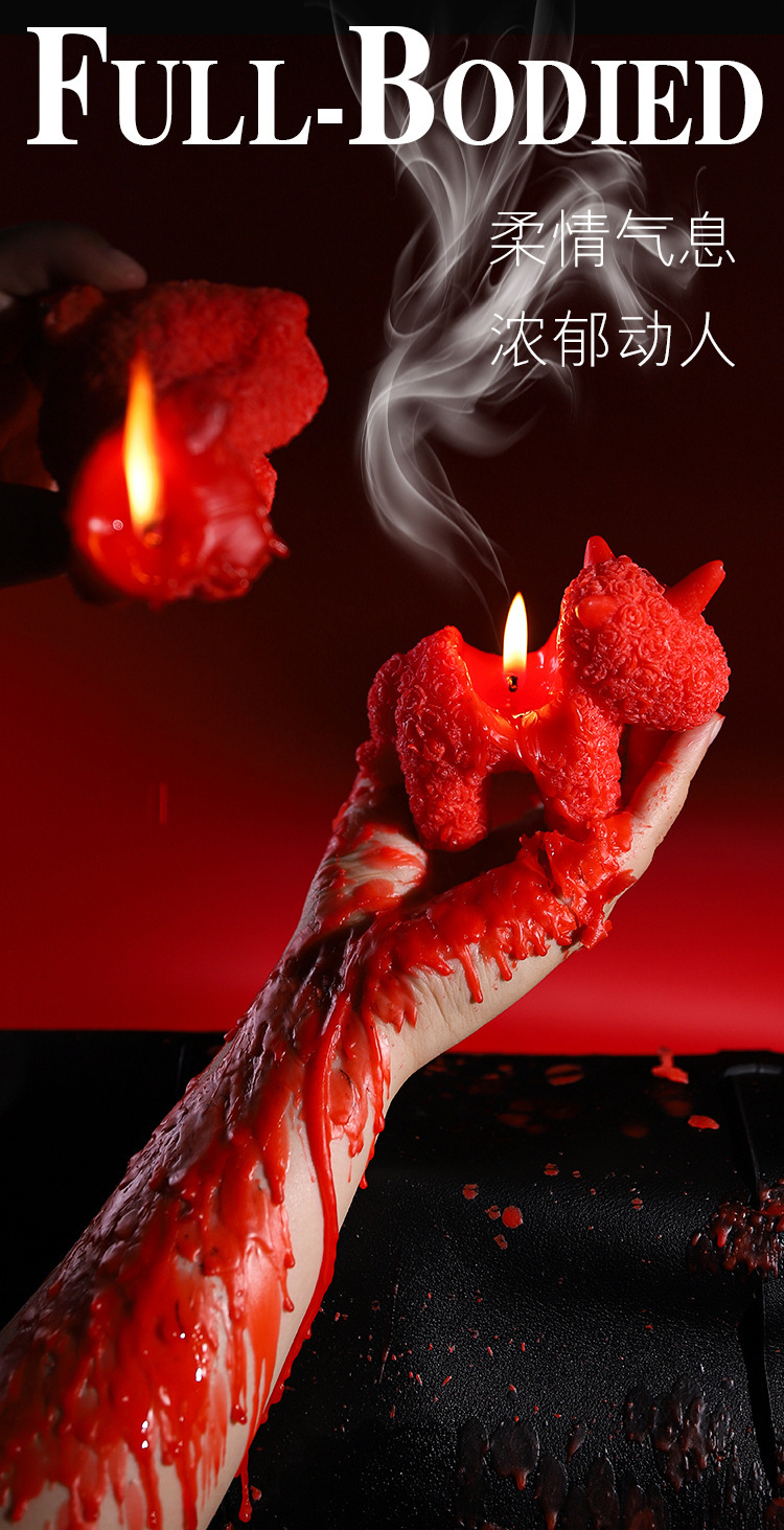 Low-Temperature Aromatherapy Massage Candle for Couples, Soy Wax, Red — detail image 14