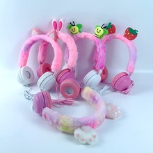 卡通兒童頭戴式水果貓耳朵貓爪兔耳朵耳機