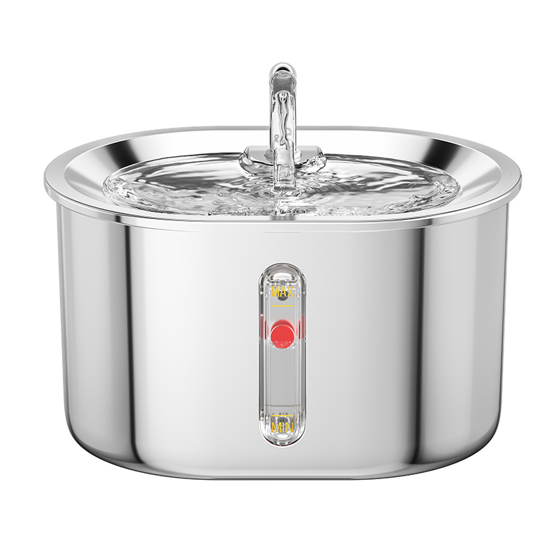 Acero inoxidable cat bebedor inalámbrico no enchufado auto-circulación tazón de agua de beber flujo de gran capacidad pet bebedor