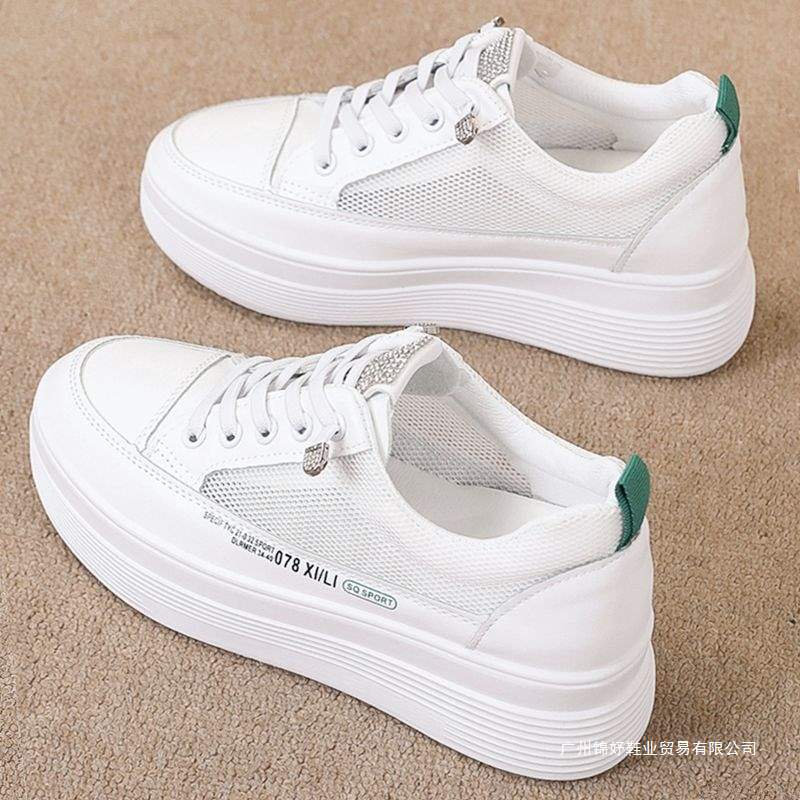 2025 verano nuevo tipo de zapatos casuales transpirables con suela gruesa de malla zapatos