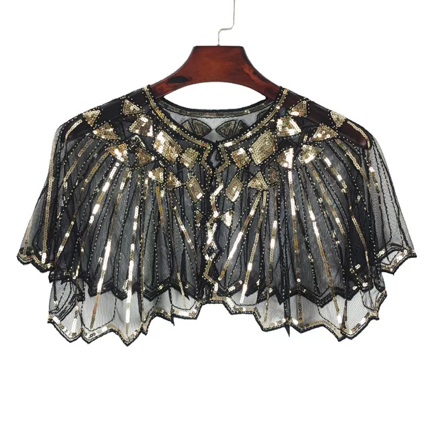 Women's Summer Sequin Mesh Hollow-Out Beaded European and American Style Shoulder-Covering Sun Protection Thin Short Jacket Sequin Beaded