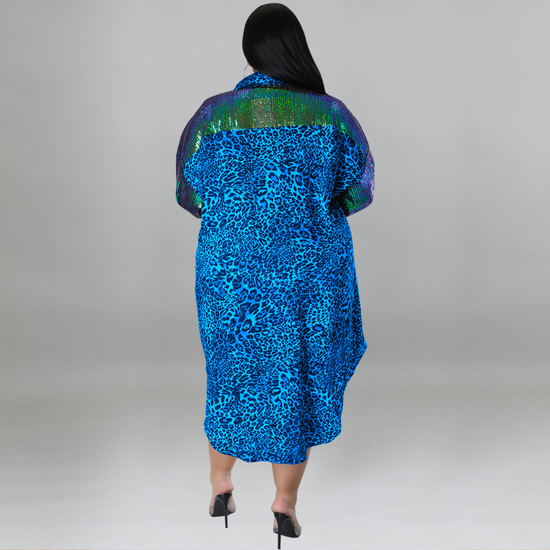 Women's Clothing Leopard Print Long Sleeved Top For Plus Size Women Sequin Detail Long Sleeve For Formal & Casual For Women_ecoleips.com