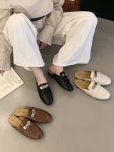 韩国东大门复古一脚蹬包头休闲半拖鞋女外穿通勤百搭懒人后空单鞋