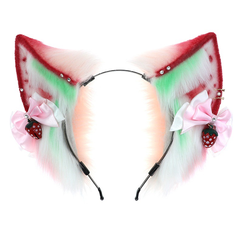 Fresa diadema de oreja de gato en stock de una sola pieza entrega de felpa accesorios de moda espectáculo cómico vestir simulación bestia oído tocado accesorios para el cabello