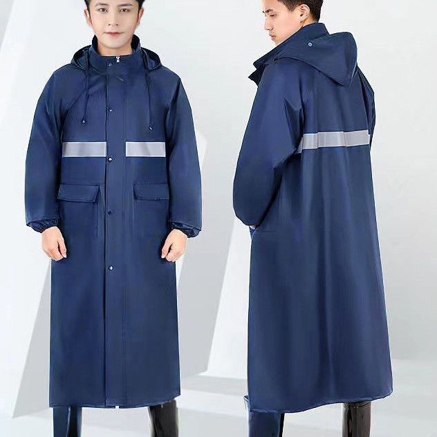 Raincoat largo a prueba de tormentas para hombres y mujeres al aire libre una sola capa de lluvia a pie gruesa larga protección ambiental y protección del trabajo