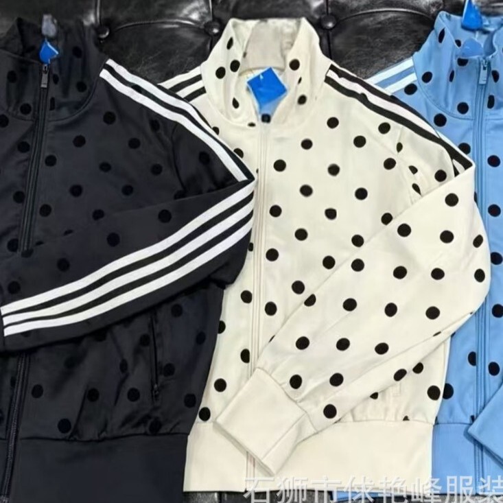 Women's Off-White Black Polka Dot Sports Jacket, Outdoor Lightweight Style, New Summer Korean Style Sports Striped Jacket Women's Off-White Black Polka Dot Sports Jacket, Outdoor Lightweight Style, New Summer Korean Style Sports Striped Jacket