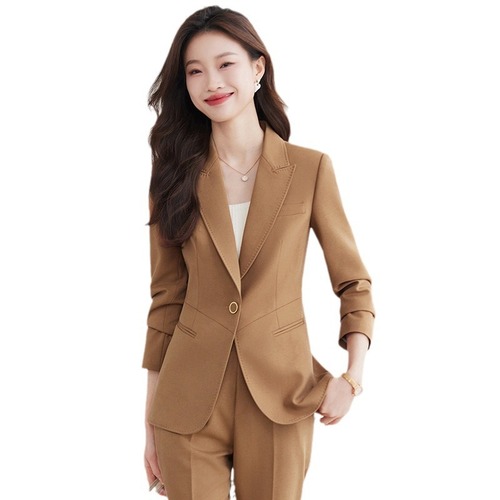 Burgundy blazer women's 2024 spring and autumn new host formal wear hotel work clothes professional temperament suit