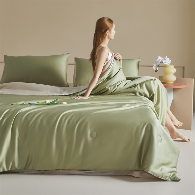 Summer A-class Tencel Lyocell summer quilt air conditioner quilt ice silk summer cool quilt four-piece set thin blanket cool feeling blanket 4