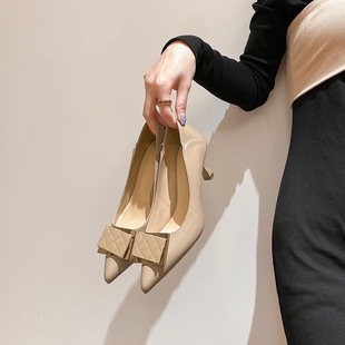 Nude High Heels Women's Stiletto Heels 2023 Autum New Women's Work Shoes Women's Pointed Toe Large Size Black Flats Shallow Mouth