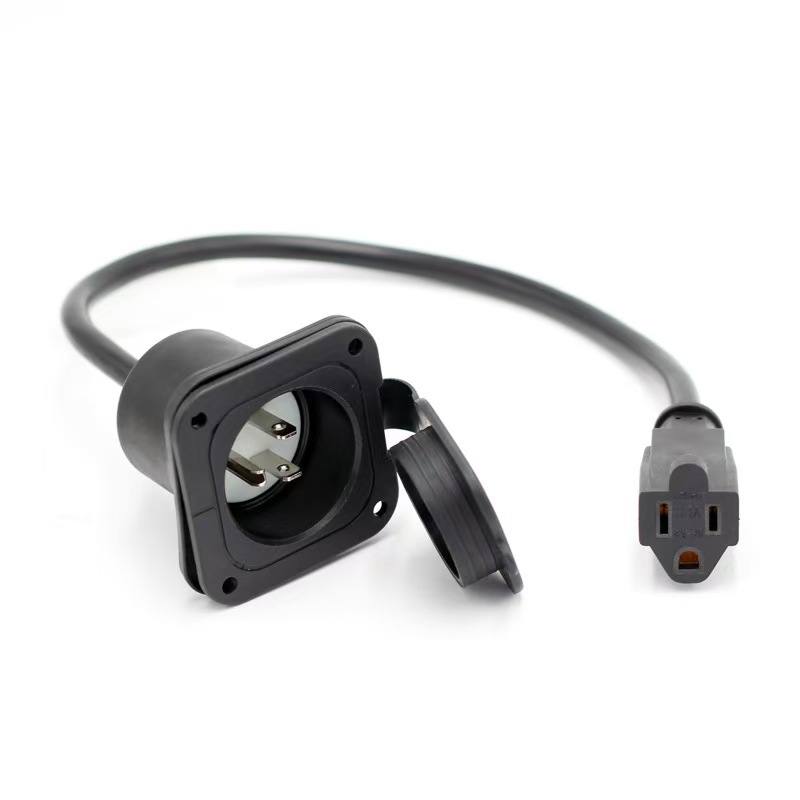 美式房车 15A 125V NEMA 5-15P  直插式充电插座带防水盖插头