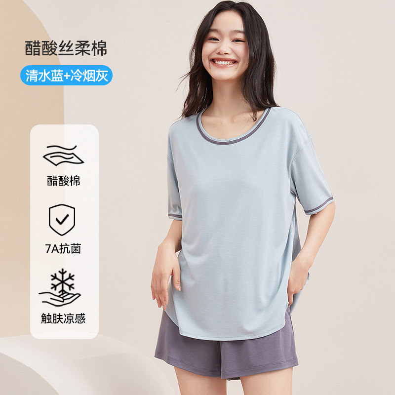 맑은 물 블루 + 차가운 연기가 자욱한 회색 (반바지 세트)