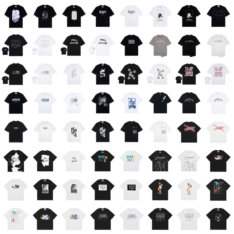 Cross-Border Maison Margiela Mm6 Printed T-Shirt High Quality Round Neck Pure Cotton Men's and Women's t Short Sleeves