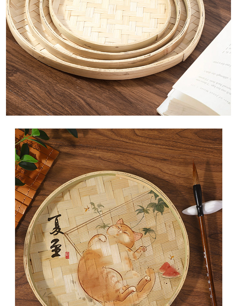 竹匾画diy竹编小簸箕家用圆竹筐制品儿童环创手工幼儿园活动装饰-阿里巴巴