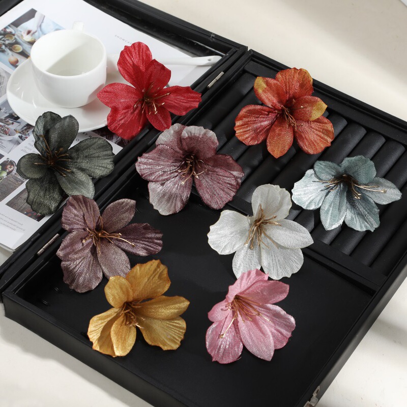 8cm Artificial Lily Flower Head DIY Hairpin Flower Headdress Accessories Clothing Hat Home Artificial Flower Hairpin Flower Decoration