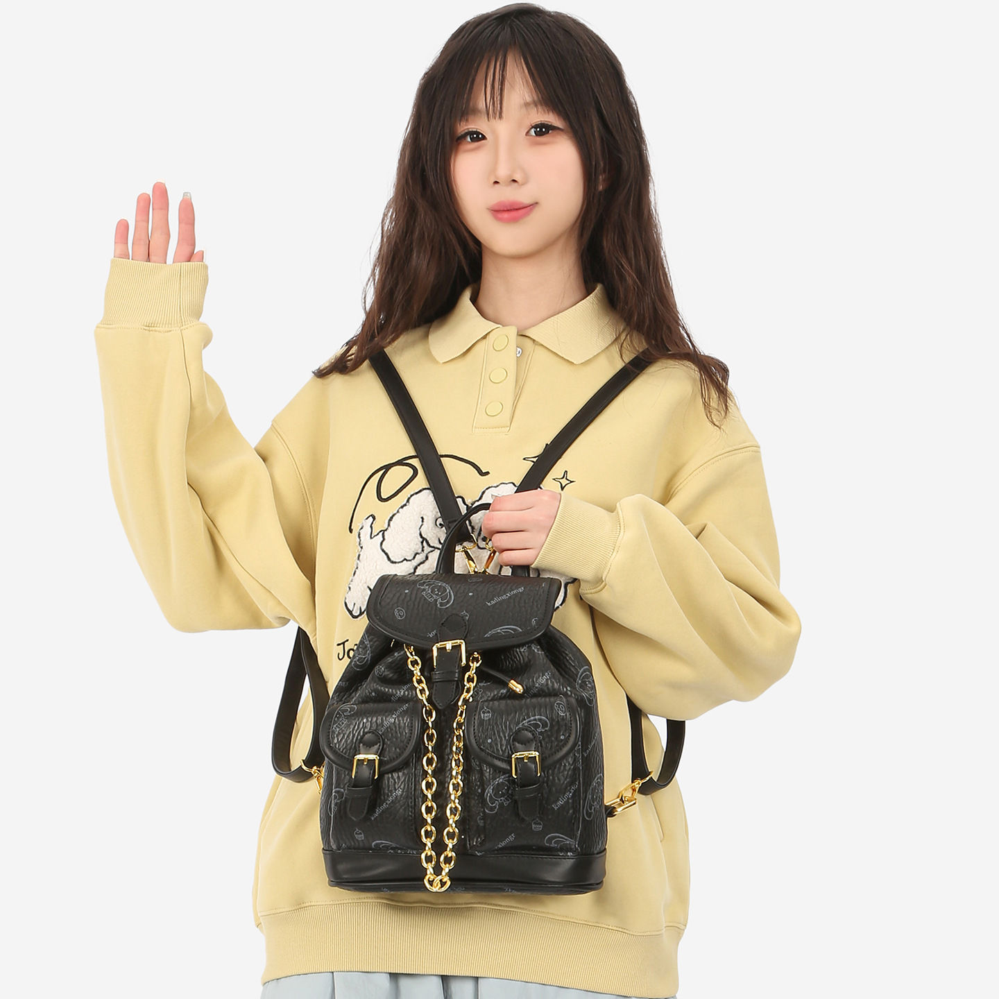 Caricatura encantadora impresión de elefante mochila de mujer ligera de viaje mochila de mano de moda de cordón de viaje de moda