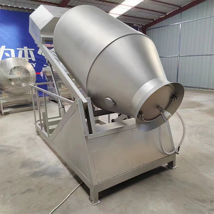 鸡肉产品均匀腌制快速入味滚揉机 倾斜式自动开盖液压滚揉设备