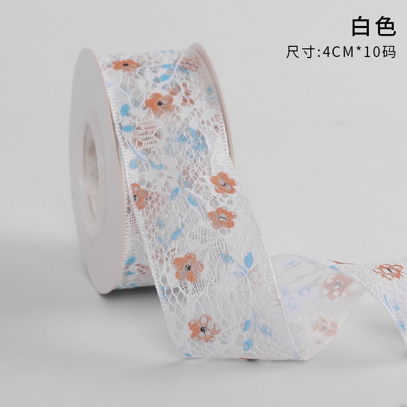 Cinta floral al por mayor 4cm borde dorado colorido ramo arco onda hilo llano cinta flor material de embalaje