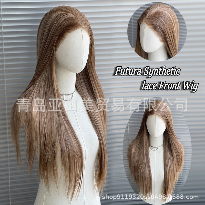 Refined Stock Clearance Light Brown Gradient Straight Natural Realistic Front Lace Wig with Breathable Inner Mesh, Special Clearance Price, in Stock