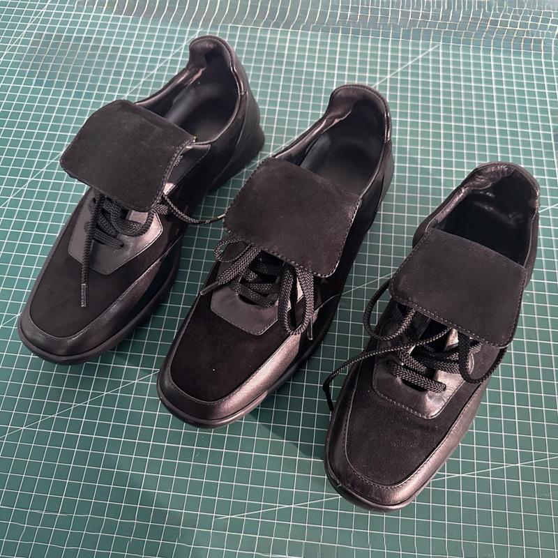 Original High-End Version Made in Dongguan~Chanel-Style Golf and Baseball Sneakers, Pure Black, Square-Toe, German Training Shoes for Women Original High-End Version Made in Dongguan~Chanel-Style Golf and Baseball Sneakers, Pure Black, Square-Toe, German Training Shoes for Women