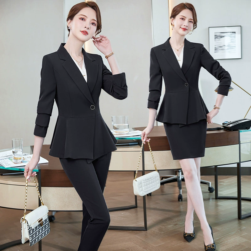 Черный костюм костюм женский 2025 новый профессиональный темперамент Весна и осень высокого чувства ювелирный магазин рабочая одежда куртка