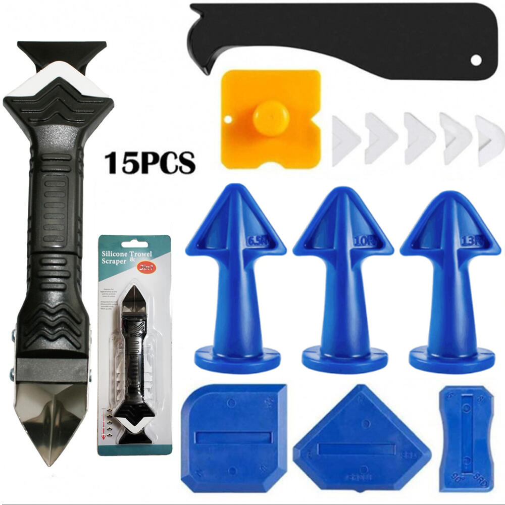 Conjunto de 15 piezas (ampolla blanca 3-en-1 metal raspador + 6 cabeza suave + 3 boquilla de pegamento azul + 1 raspador amarillo + 4 Yin y Yang)