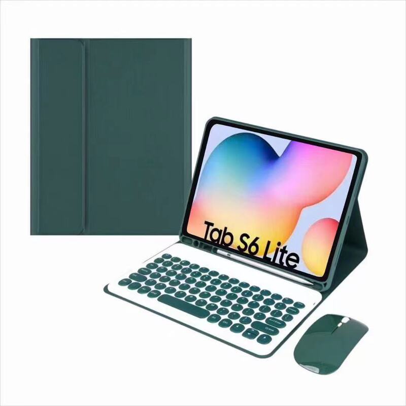 For Samsung galaxyTabS6 lite A9 pen slot Bluetooth keyboard leather case S9FE round keyboard protective case For Samsung galaxyTabS6 lite A9 pen slot Bluetooth keyboard leather case S9FE round keyboard protective case