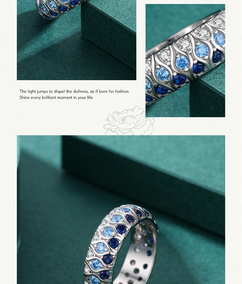 Fashion Round Silver Plating Inlay Zircon Rings 1 Piece