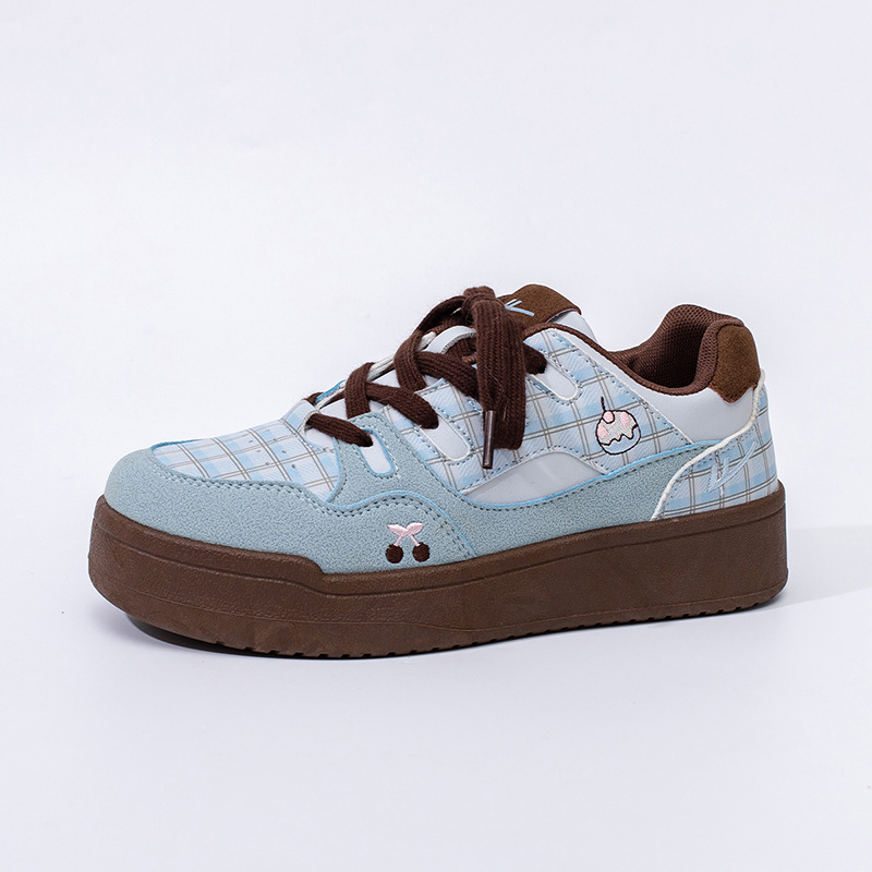 Zapatos casuales de soleas gruesas de otoño de mujeres nuevos pastel de zapatos de estudiantes de color cuadrado zapatos bajos