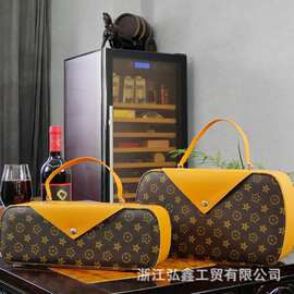 现货红酒礼盒包装盒高档葡萄酒包装盒通用红酒皮盒2只装酒盒厂家