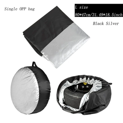 Cross-border automobile tire protection cover Spare wheel cover - black-silver-l-code-8047cm-single-pack