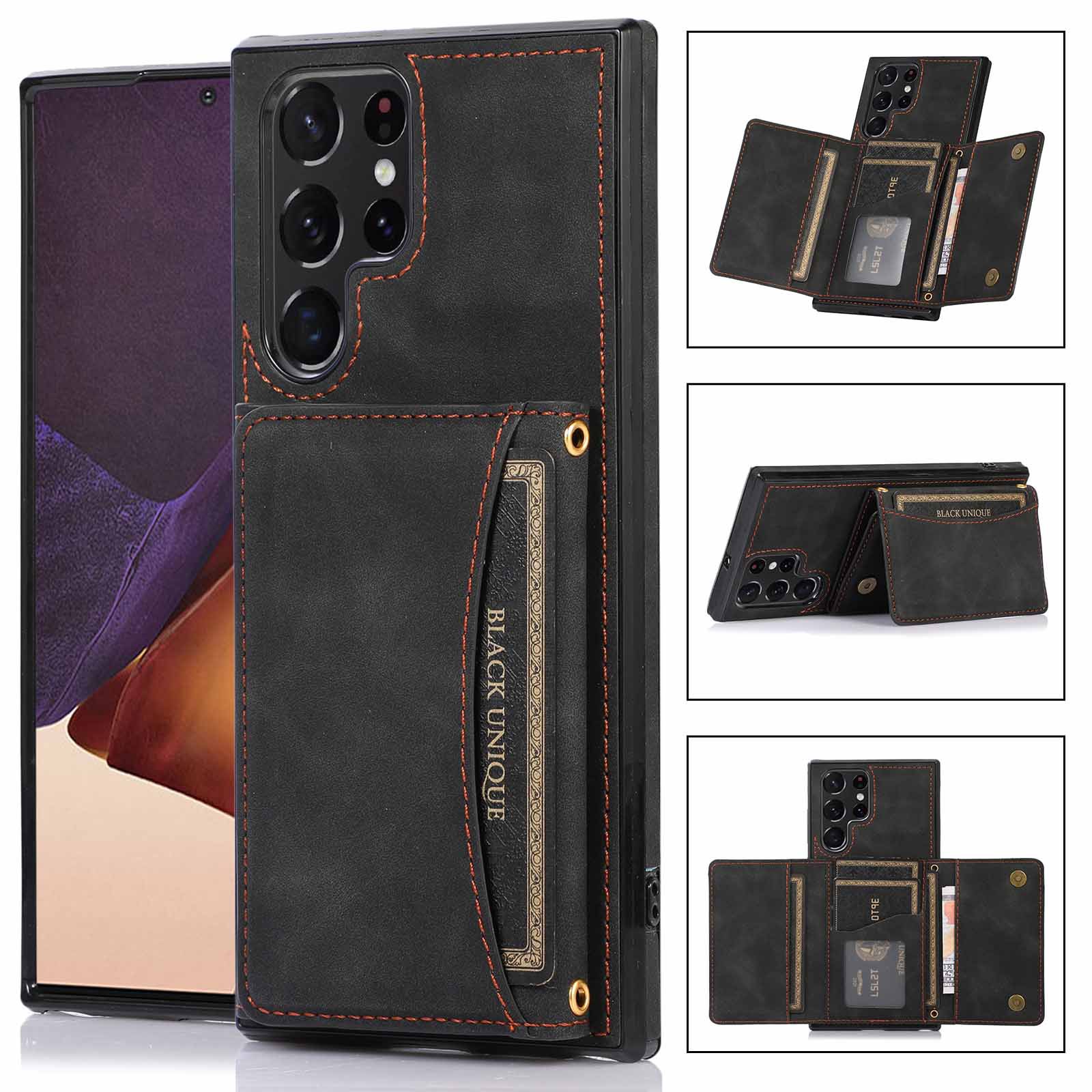 適用三星S22 S21 S24 S10三折錢包手機殼S20FE插卡S23U皮套note20