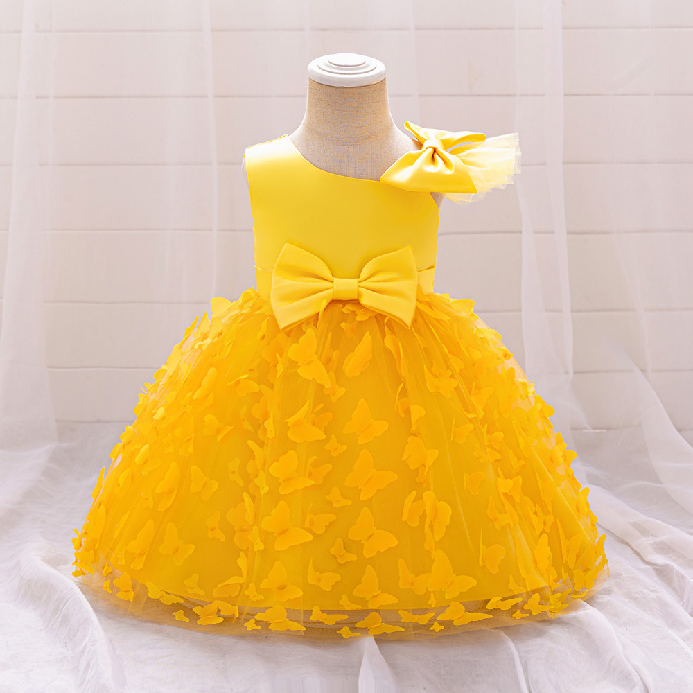 Nuevo vestido de princesa para niñas, vestido de gasa de red para niños, niña, niña pequeña tridimensional, falda de tutú de mariposa, falda de cumpleaños