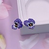 Goods, enamel, fashionable earrings, Korean style, silver 925 sample, french style, flowered