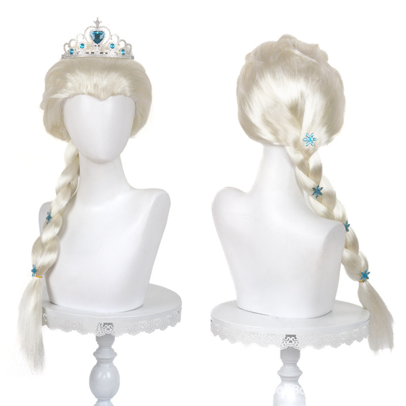 Halloween Cos Wig Elsa Princess Headgear Frozen Elsa Queen Elsa Dress up Props Wig