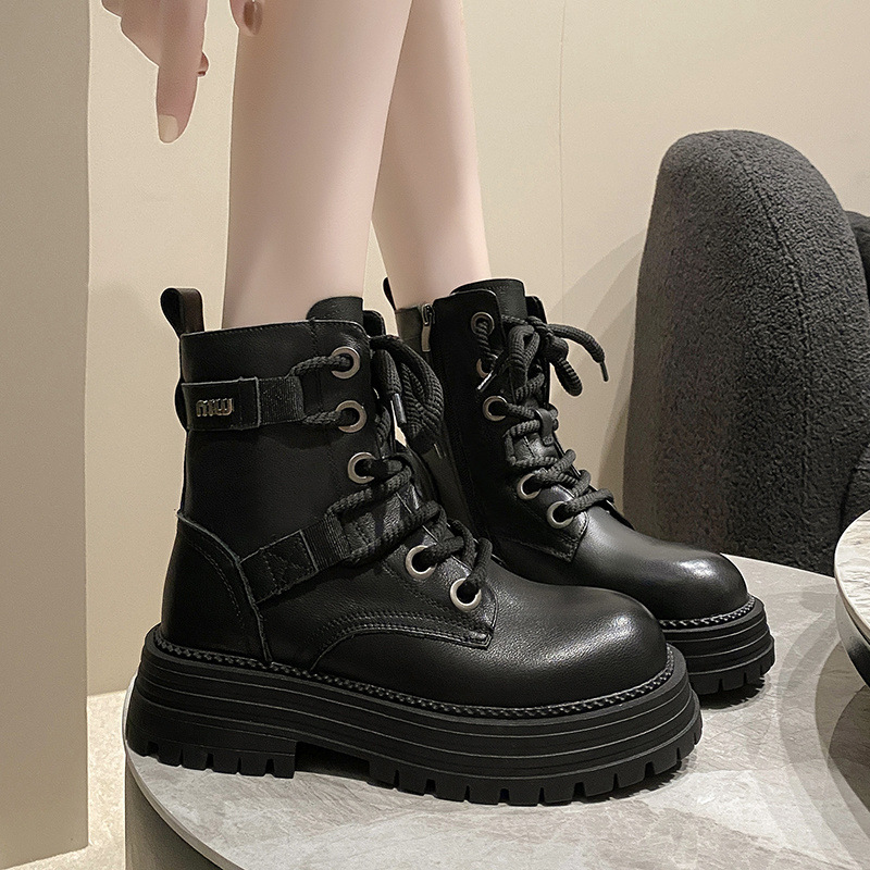 Martin short spring and autumn single bo, 2024 new cotton shoes, winter plush women's true soft leather motorcycle_voghion.com