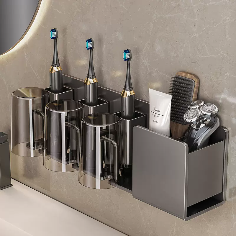 牙刷置物架免打孔浴室卫生间刷牙杯漱口杯收纳壁挂式电动牙刷挂架