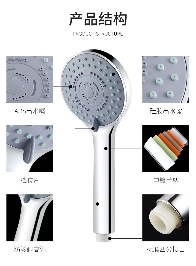 Five-speed Hans shower head, bathroom pressurized shower head set, bathroom heater, household flower wine showerhead undefined