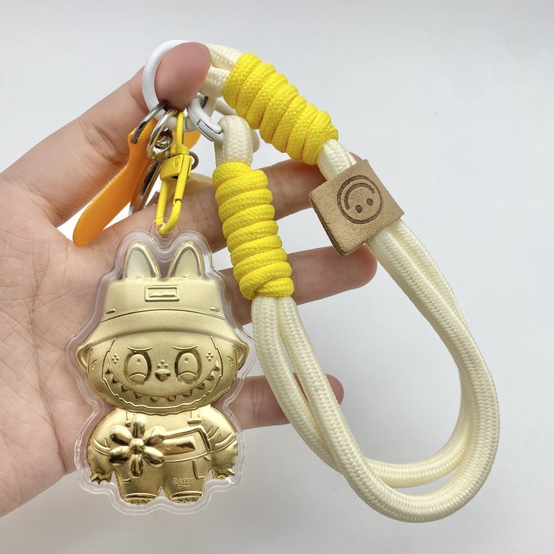 水貝人気ラブブゴールドキーホルダー LABUBU バッグペンダントパンダペンダント携帯電話チェーン漫画卸売|undefined
