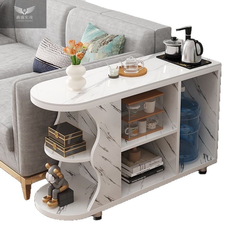 Gabinete lateral de sofá, gabinete lateral, sala de estar, mesa cuadrada de roca, mesa de almacenamiento lateral de lujo ligero, mesa de esquina moderna simple, mesa de centro pequeña