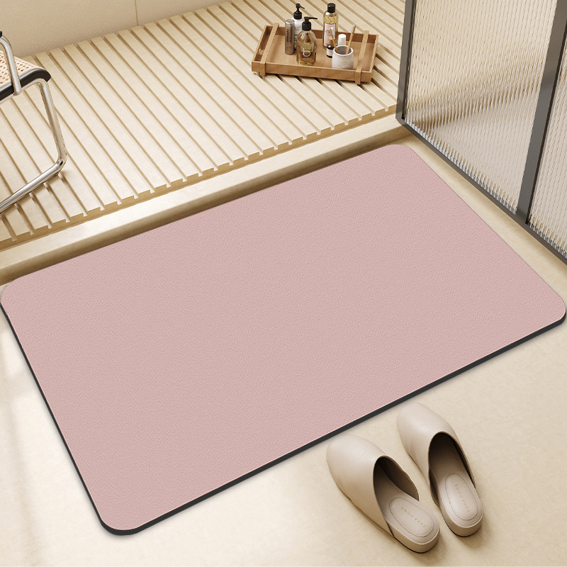 Tapis d'entrée de salle de bain uni, absorbant, à séchage rapide et antidérapant en diatomite, couleur transfrontalière._voghion.com
