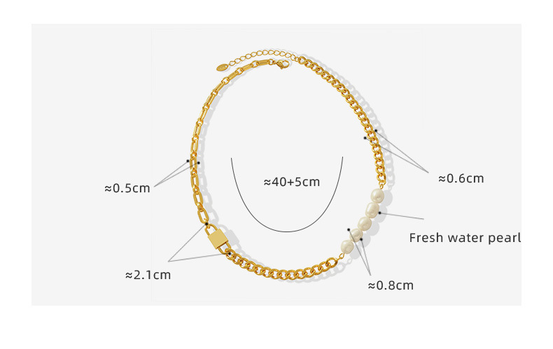 European And American New Hip-hop Style Thick Chain Lock Freshwater Pearl Necklace display picture 1