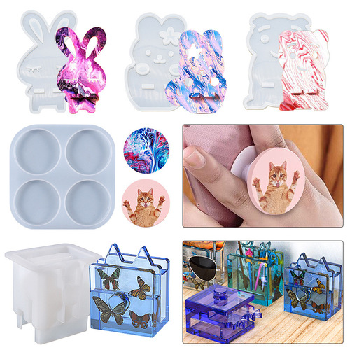 18 types of silicone molds for cell phone holders, cat and rabbit animal series ornaments storage racks, glasses frames, silicone molds