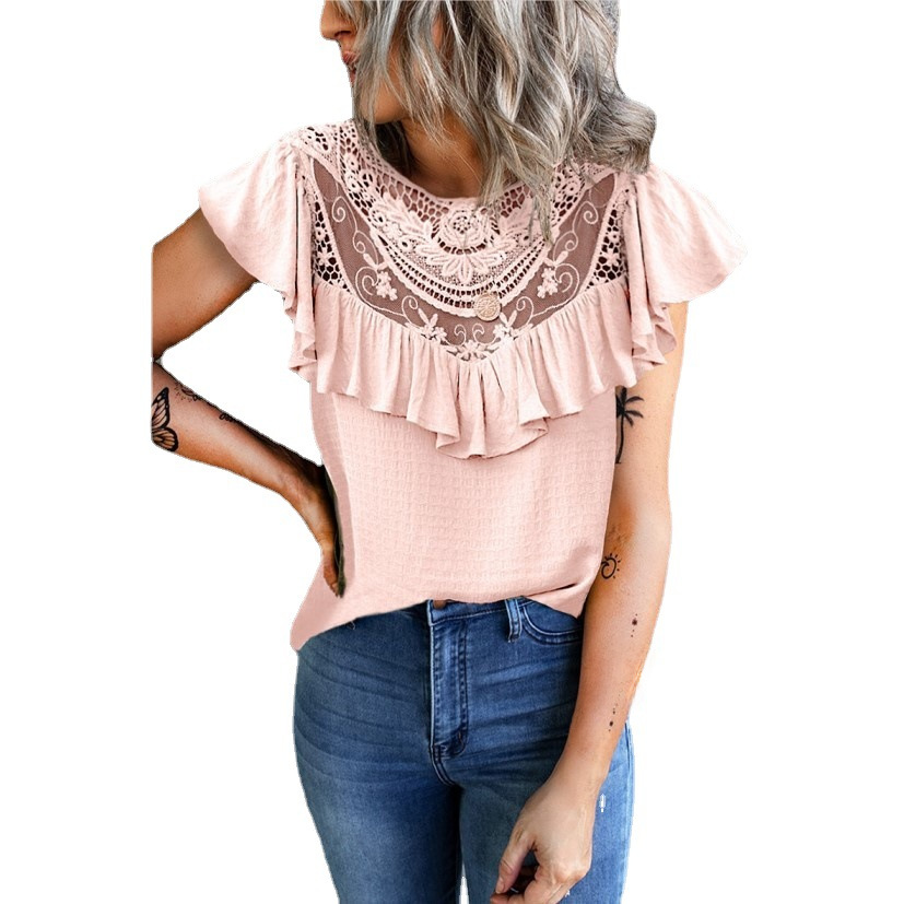 summer lace vest with a round collar